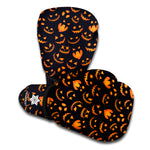 Halloween Pumpkin Faces Pattern Print Boxing Gloves