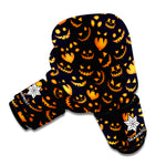 Halloween Pumpkin Faces Pattern Print Boxing Gloves