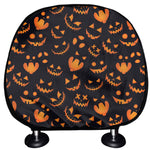 Halloween Pumpkin Faces Pattern Print Car Headrest Covers