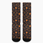 Halloween Pumpkin Faces Pattern Print Crew Socks
