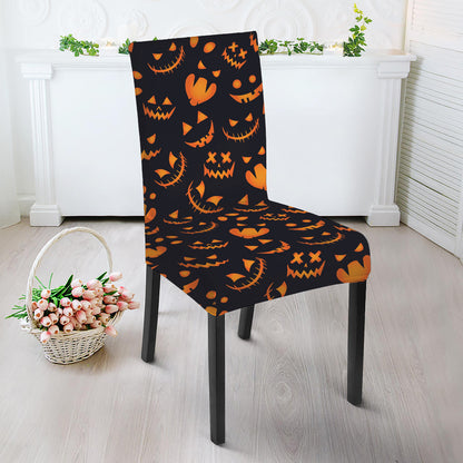 Halloween Pumpkin Faces Pattern Print Dining Chair Slipcover