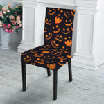 Halloween Pumpkin Faces Pattern Print Dining Chair Slipcover