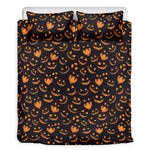 Halloween Pumpkin Faces Pattern Print Duvet Cover Bedding Set