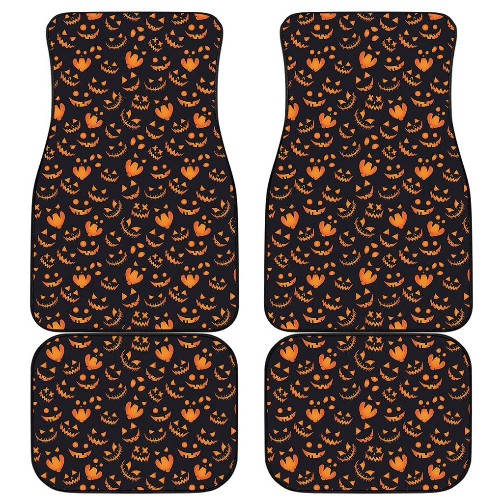 Halloween Pumpkin Faces Pattern Print Front and Back Car Floor Mats