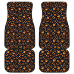 Halloween Pumpkin Faces Pattern Print Front and Back Car Floor Mats