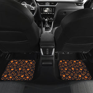 Halloween Pumpkin Faces Pattern Print Front and Back Car Floor Mats