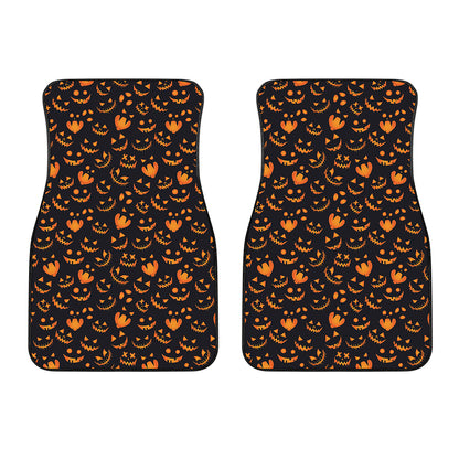 Halloween Pumpkin Faces Pattern Print Front Car Floor Mats