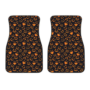 Halloween Pumpkin Faces Pattern Print Front Car Floor Mats