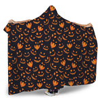 Halloween Pumpkin Faces Pattern Print Hooded Blanket