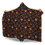 Halloween Pumpkin Faces Pattern Print Hooded Blanket