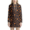 Halloween Pumpkin Faces Pattern Print Hoodie Dress