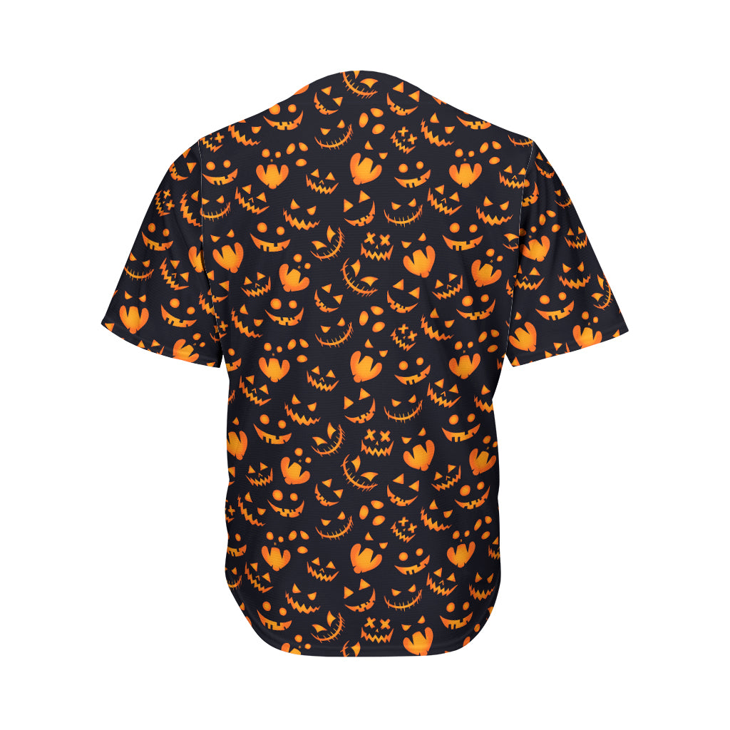 Halloween Pumpkin Faces Pattern Print Men's Baseball Jersey