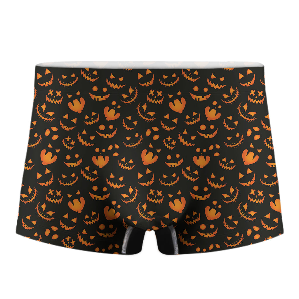 Halloween Pumpkin Faces Pattern Print Men's Boxer Briefs