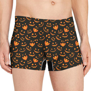 Halloween Pumpkin Faces Pattern Print Men's Boxer Briefs