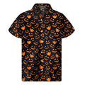 Halloween Pumpkin Faces Pattern Print Men's Short Sleeve Shirt