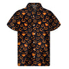 Halloween Pumpkin Faces Pattern Print Men's Short Sleeve Shirt