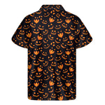 Halloween Pumpkin Faces Pattern Print Men's Short Sleeve Shirt