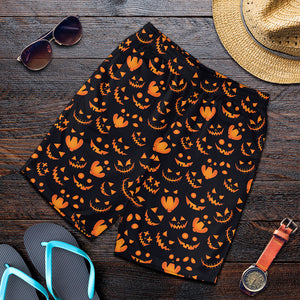 Halloween Pumpkin Faces Pattern Print Men's Shorts