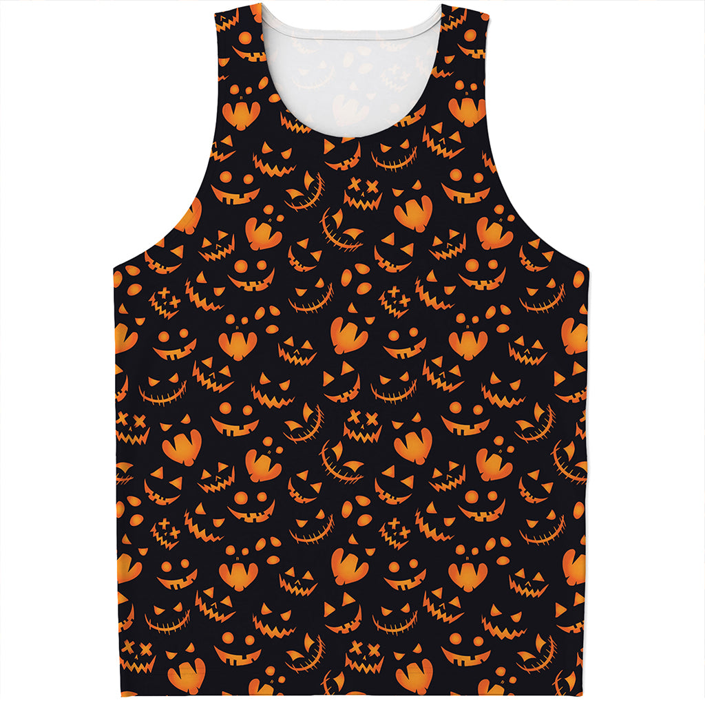 Halloween Pumpkin Faces Pattern Print Men's Tank Top