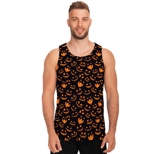 Halloween Pumpkin Faces Pattern Print Men's Tank Top