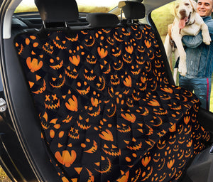 Halloween Pumpkin Faces Pattern Print Pet Car Back Seat Cover