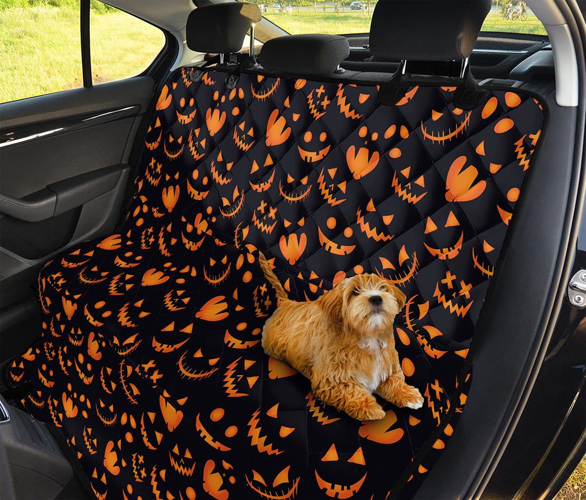 Halloween Pumpkin Faces Pattern Print Pet Car Back Seat Cover