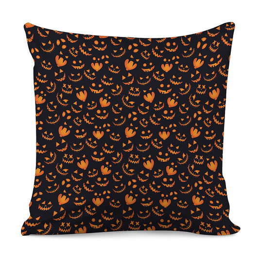Halloween Pumpkin Faces Pattern Print Pillow Cover