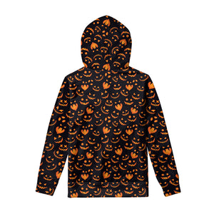 Halloween Pumpkin Faces Pattern Print Pullover Hoodie