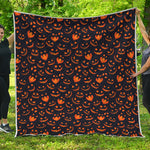 Halloween Pumpkin Faces Pattern Print Quilt