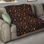 Halloween Pumpkin Faces Pattern Print Quilt