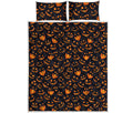 Halloween Pumpkin Faces Pattern Print Quilt Bed Set