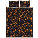 Halloween Pumpkin Faces Pattern Print Quilt Bed Set
