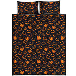 Halloween Pumpkin Faces Pattern Print Quilt Bed Set