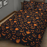 Halloween Pumpkin Faces Pattern Print Quilt Bed Set