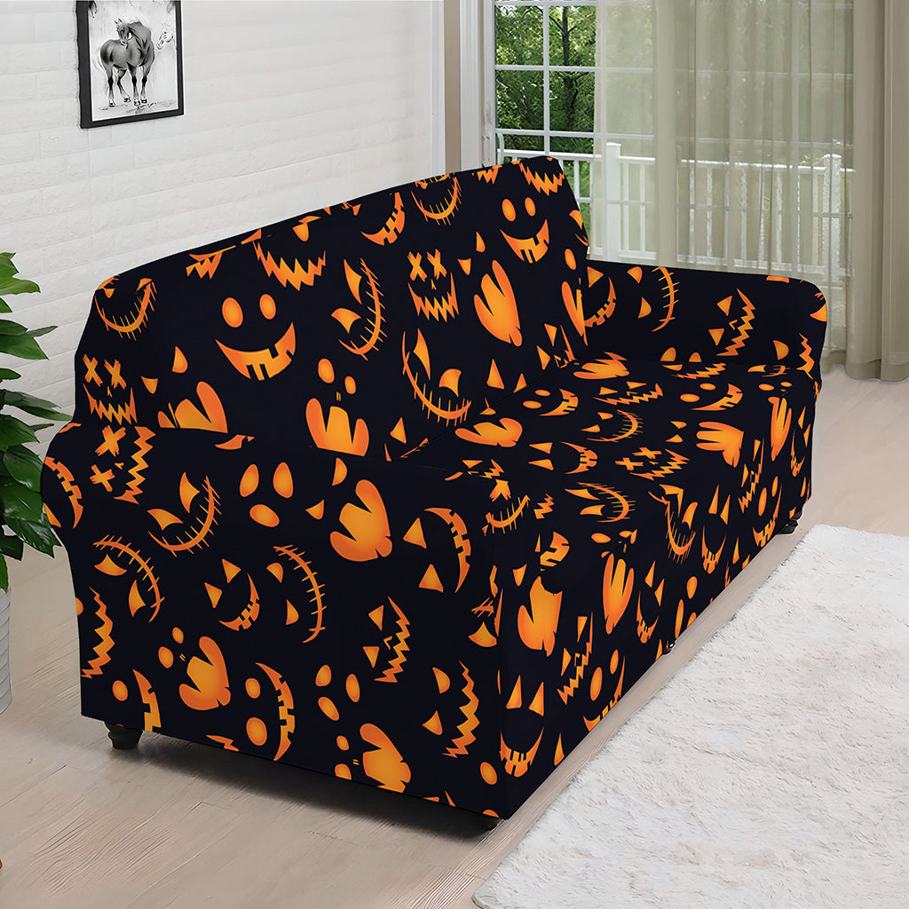 Halloween Pumpkin Faces Pattern Print Sofa Cover