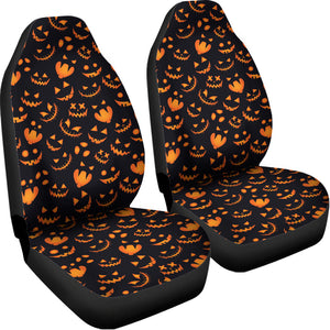 Halloween Pumpkin Faces Pattern Print Universal Fit Car Seat Covers