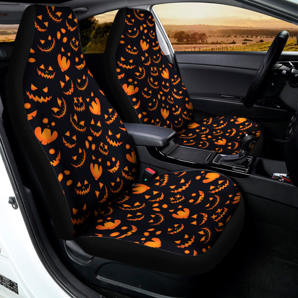 Halloween Pumpkin Faces Pattern Print Universal Fit Car Seat Covers