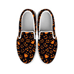 Halloween Pumpkin Faces Pattern Print White Slip On Shoes