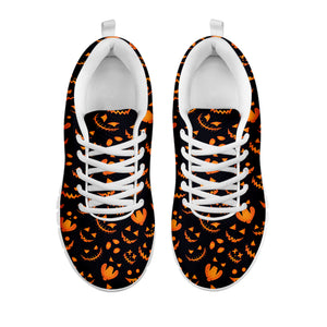 Halloween Pumpkin Faces Pattern Print White Sneakers