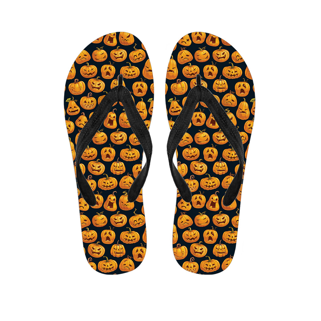 Halloween Pumpkin Jack-O'-Lantern Print Flip Flops