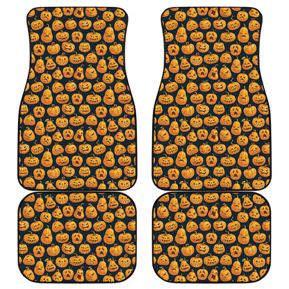 Halloween Pumpkin Jack-O'-Lantern Print Front and Back Car Floor Mats