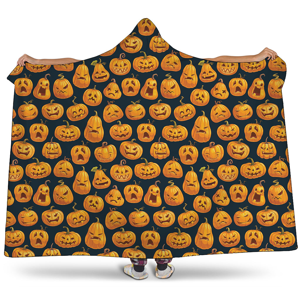 Halloween Pumpkin Jack-O'-Lantern Print Hooded Blanket