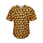 Halloween Pumpkin Jack-O'-Lantern Print Men's Baseball Jersey