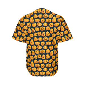 Halloween Pumpkin Jack-O'-Lantern Print Men's Baseball Jersey