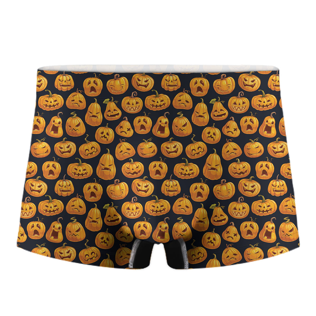 Halloween Pumpkin Jack-O'-Lantern Print Men's Boxer Briefs