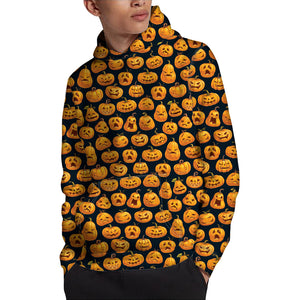 Halloween Pumpkin Jack-O'-Lantern Print Pullover Hoodie