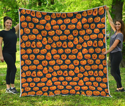 Halloween Pumpkin Jack-O'-Lantern Print Quilt