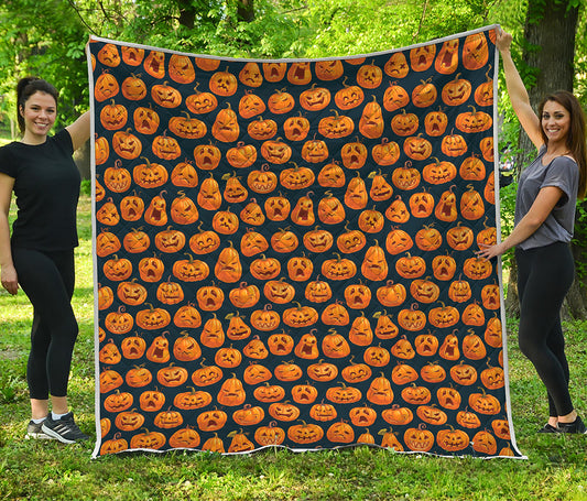 Halloween Pumpkin Jack-O'-Lantern Print Quilt