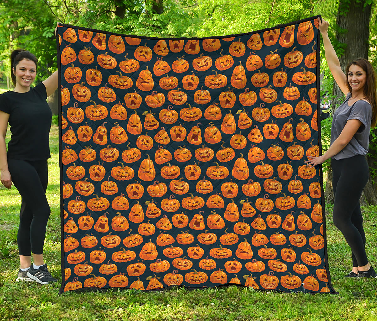 Halloween Pumpkin Jack-O'-Lantern Print Quilt