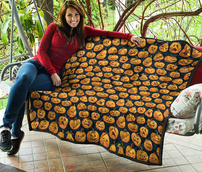 Halloween Pumpkin Jack-O'-Lantern Print Quilt